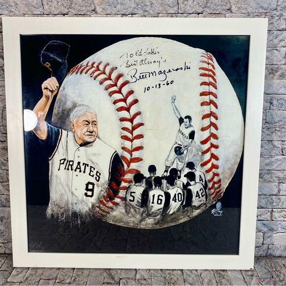 Bill Mazeroski Framed Signed Print  Vintage 1960 Pittsburgh Pirates Numbered 80 - Picture 6 of 6